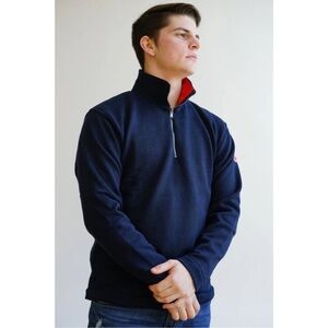 Holebrook Sweden Windproof Skipper Knit Pullover Navy Half Zip Large Lined